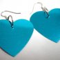Aqua blue heart sequin dangle earring for woman