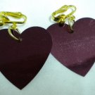 Purple heart sequin dangle clip on earring