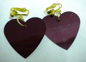 Purple heart sequin dangle clip on earring