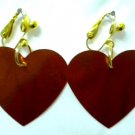 Orange heart sequin dangle clip on earring