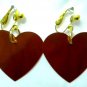 Orange heart sequin dangle clip on earring