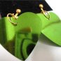 Green heart sequin dangle kid girl clip on earring