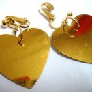Golden heart sequin dangle clip on earring