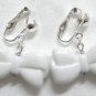 White bow clip on earring