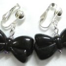 Black bow clip on earring