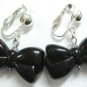 Black bow clip on earring