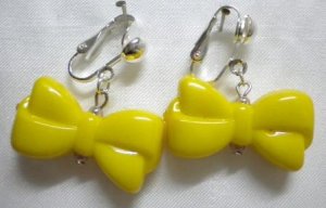 Yellow bow clip on earring