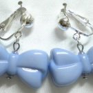 Blue bow clip on earring