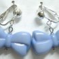 Blue bow clip on earring