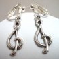 Music clef note notation charm dangle clip on earring