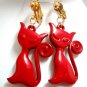 Cat bead dangle clip on earring