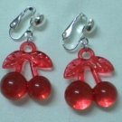 Red cherry girl clip on earring
