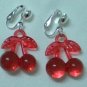 Red cherry girl clip on earring