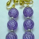 Rose flower dangle kid girl clip on earring