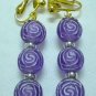 Rose flower dangle kid girl clip on earring