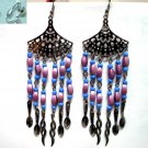 Fan charm violet drop twist chandelier long earring for woman