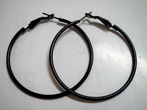 Black hoop pierced earring dia. 5cm 2"