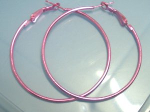Pink huge huggie hoop earring 5cm 2"