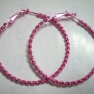 Pink twist huge huggie hoop earring 5cm 2"