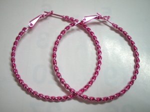 Pink twist huge huggie hoop earring 5cm 2"