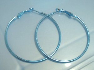 Blue huge huggie hoop earring 5cm 2"