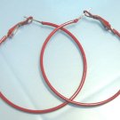 Red huge huggie hoop earring 5cm 2"