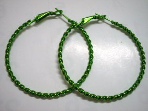 Green twist huge huggie hoop earring 5cm 2"