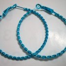 Blue twist huge huggie hoop earring 5cm 2"