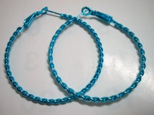 Blue twist huge huggie hoop earring 5cm 2"