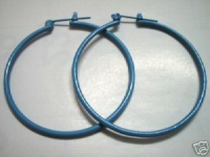Blue huge huggie hoop earring 4.5cm