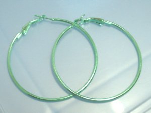 Green huge huggie hoop earring 4cm / 5cm