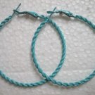Blue twist huge huggie hoop earring 5cm 2"