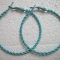 Blue twist huge huggie hoop earring 5cm 2"