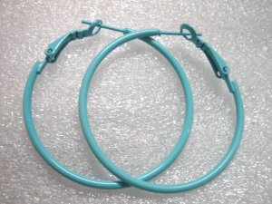 Blue huge huggie hoop earring 4cm