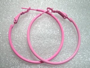 Pink huge huggie hoop earring 4cm