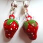 Fruit strawberry girl clip on earring