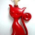 Red cat pendant necklace