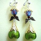 Handmade heart angel wing dangle earring