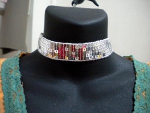 Valentine Lolita silver sequin lace choker necklace