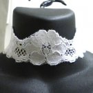 Soft white rose flower stretch lace choker necklace 42mm wide