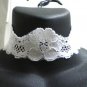 Soft white rose flower stretch lace choker necklace 42mm wide