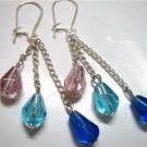 Triple glass teardrop kid girl dangle earring for woman