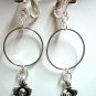 Rose flower charm circle hoop kid girl clip on earring
