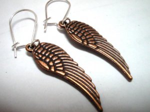 Angel wing feather charm kid girl's dangle pierced  earring