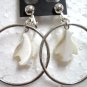 Mother of pearl South Pole penguin hoop clip on earring