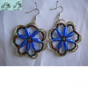 Handmade flower kid girl's dangle pierced earring