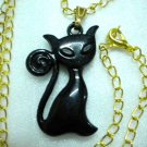 Black cat pat animal charm pendant necklace