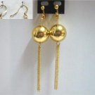 Golden ball drop chain dangle clip on earring