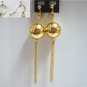 Golden ball drop chain dangle clip on earring