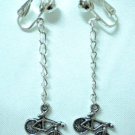 Girl jewelry Bicycle bike charm dangle clip on earring